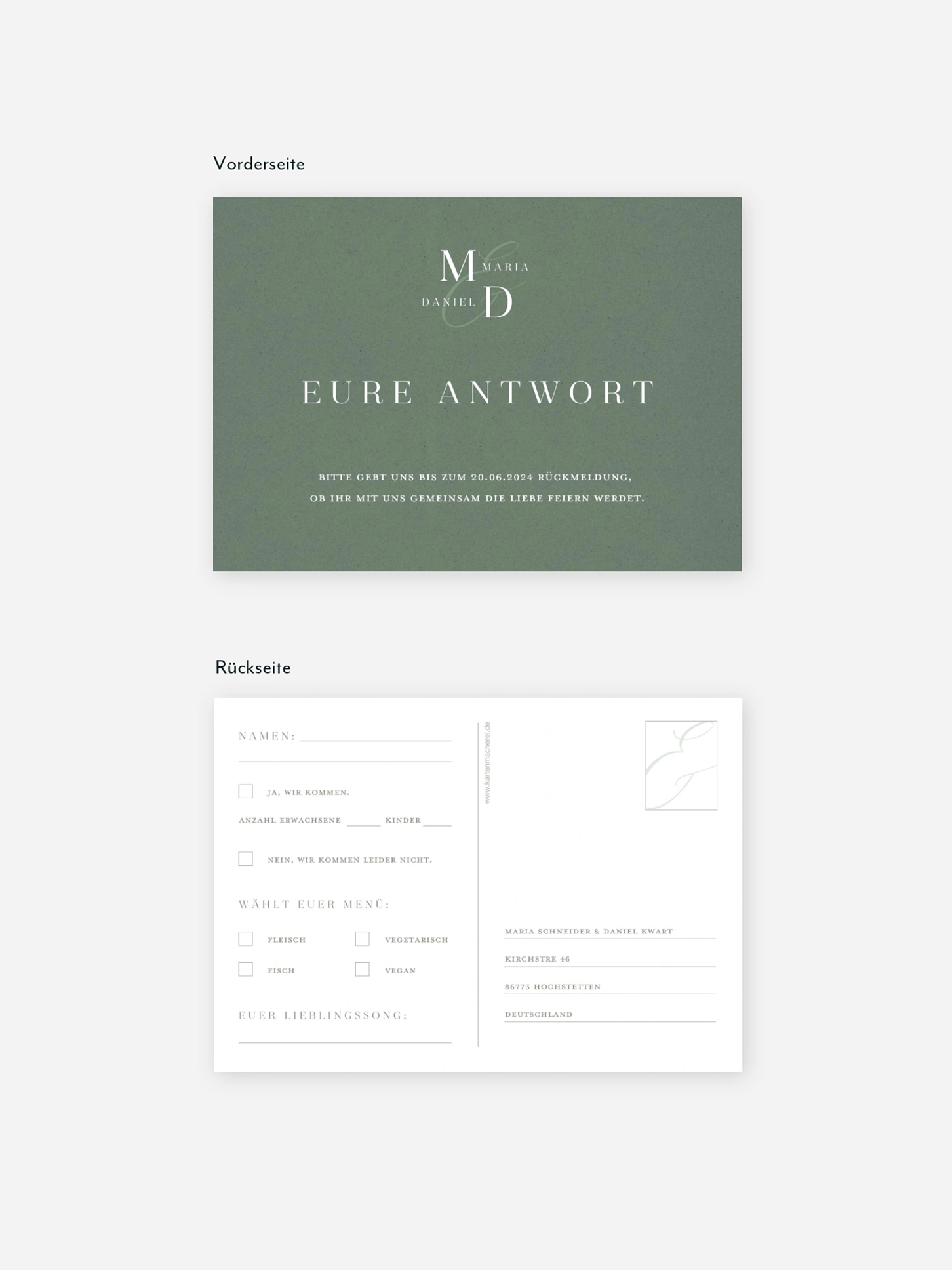 Antwortkarte Hochzeit Elegant Love
