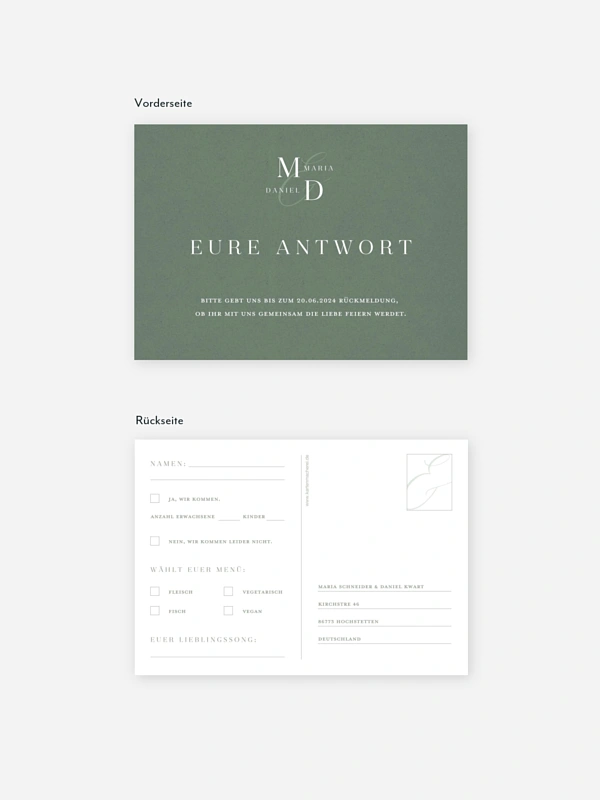 Antwortkarte Hochzeit Elegant Love