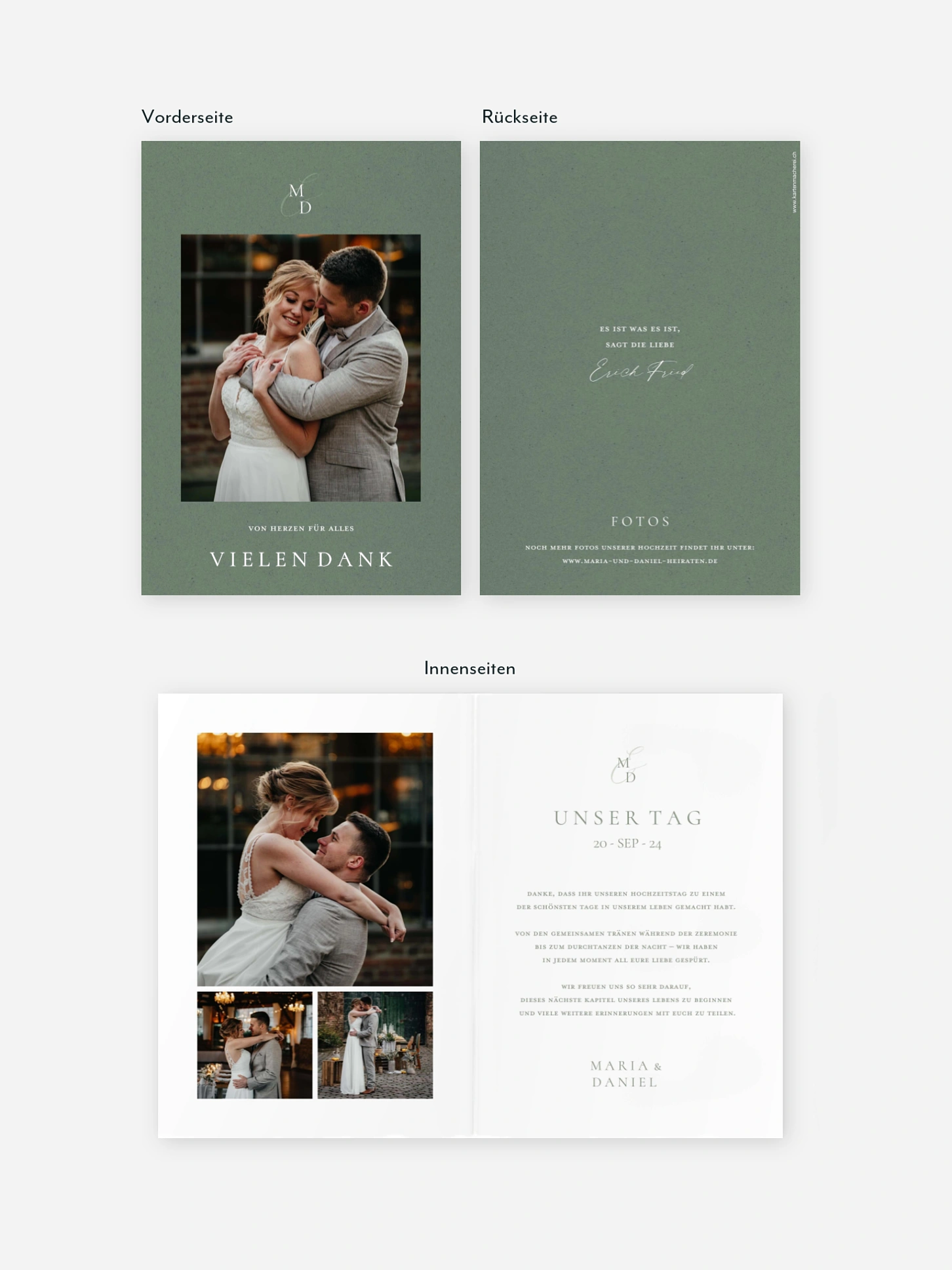 Dankeskarte Hochzeit Elegant Love