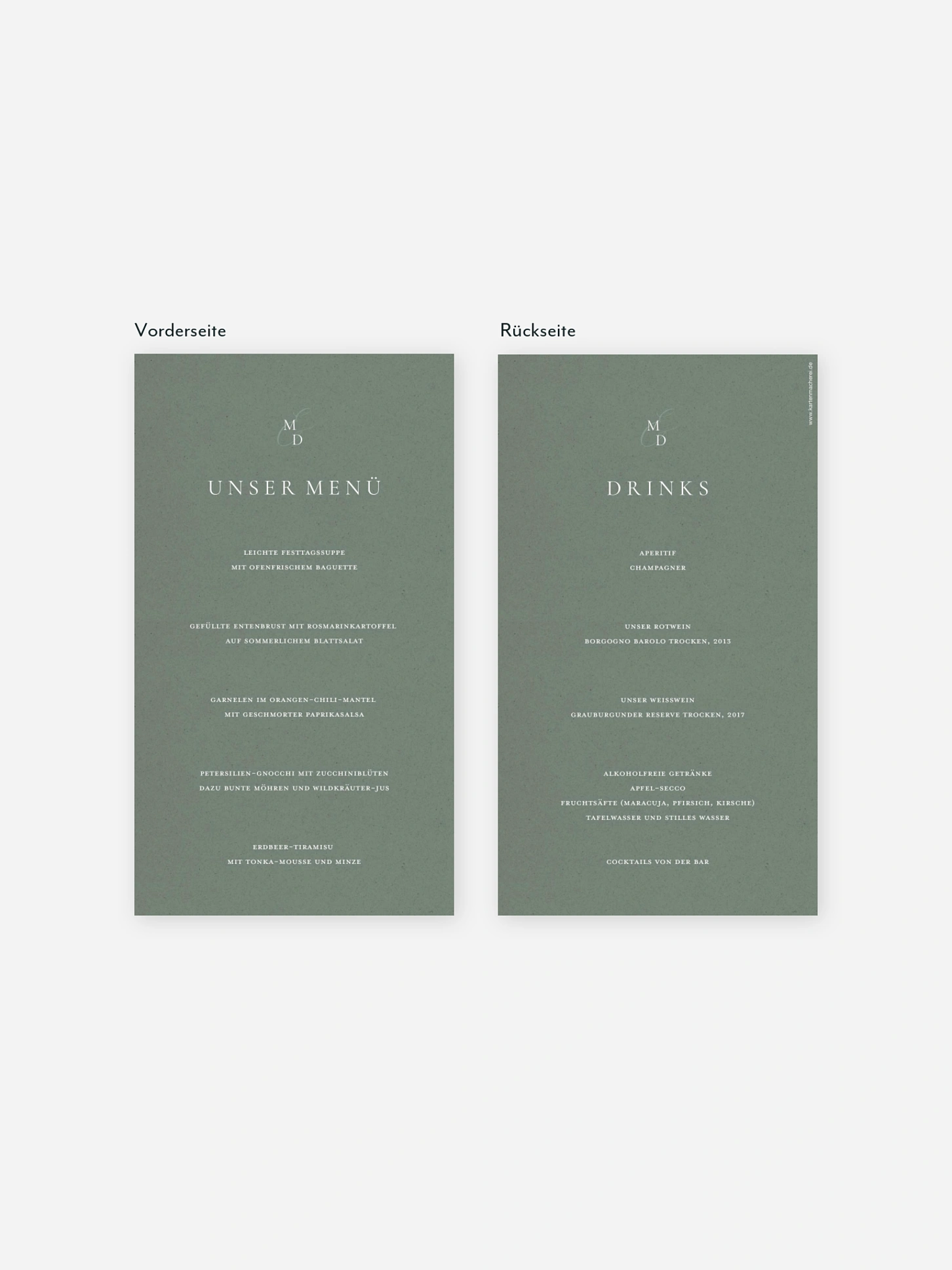 Menükarte Hochzeit Elegant Love