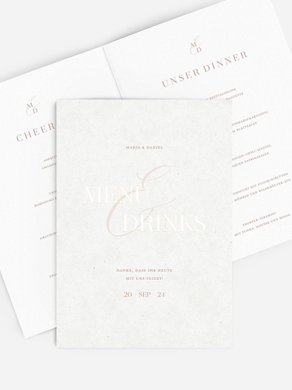 Menükarte Hochzeit Elegant Love