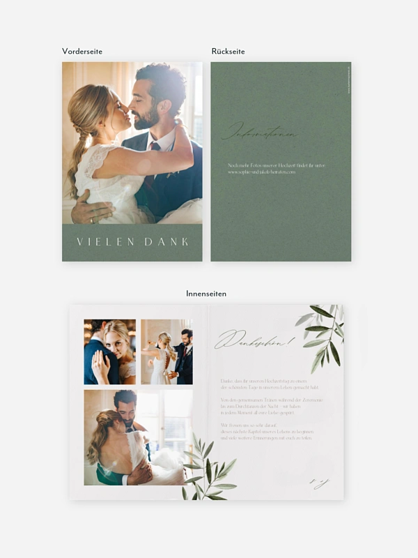 Dankeskarte Hochzeit Tiny Leaves