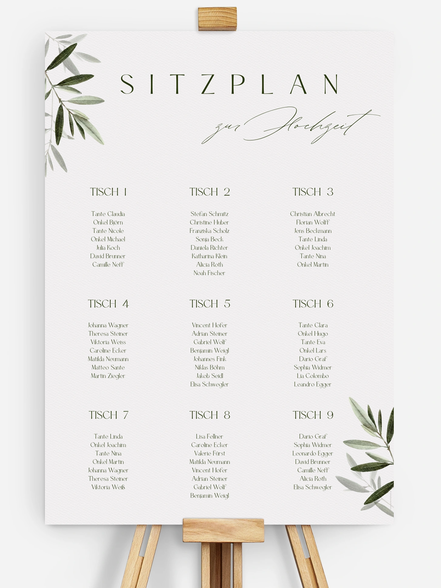 Sitzplan Plakat Tiny Leaves