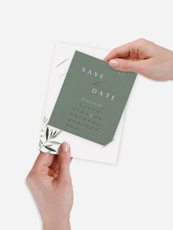Save-the-Date Karte Tiny Leaves