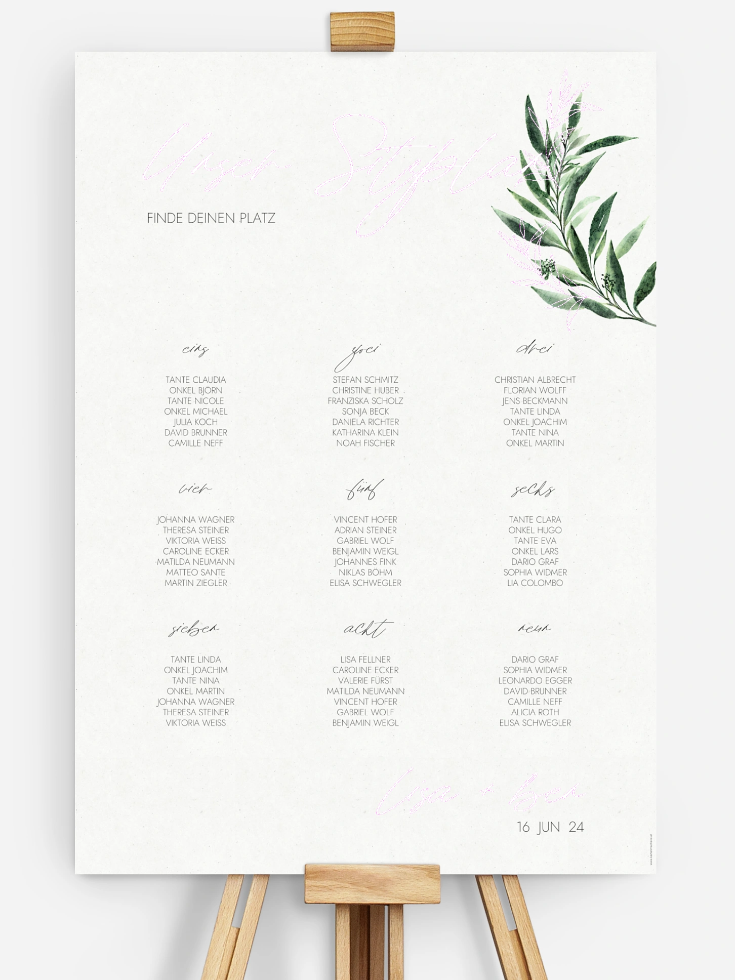 Sitzplan Plakat Botanical Arch