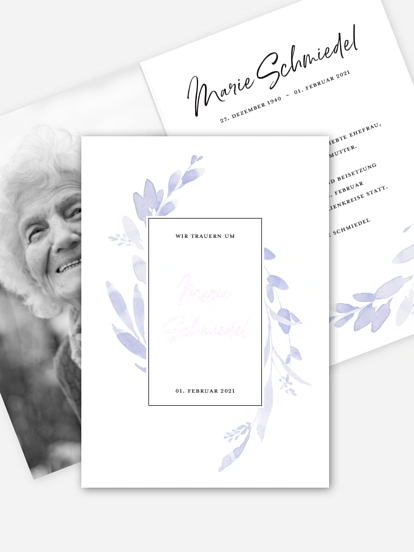 Trauerkarte Soft Blue
