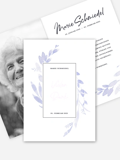 Trauerdanksagung Soft Blue