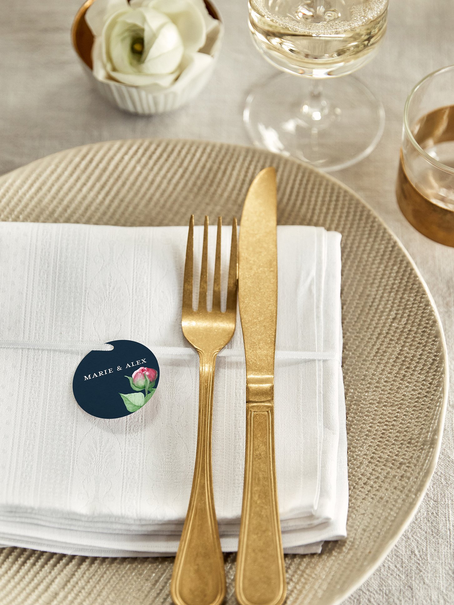 Anhänger mit Band zur Hochzeit Blooming Rose