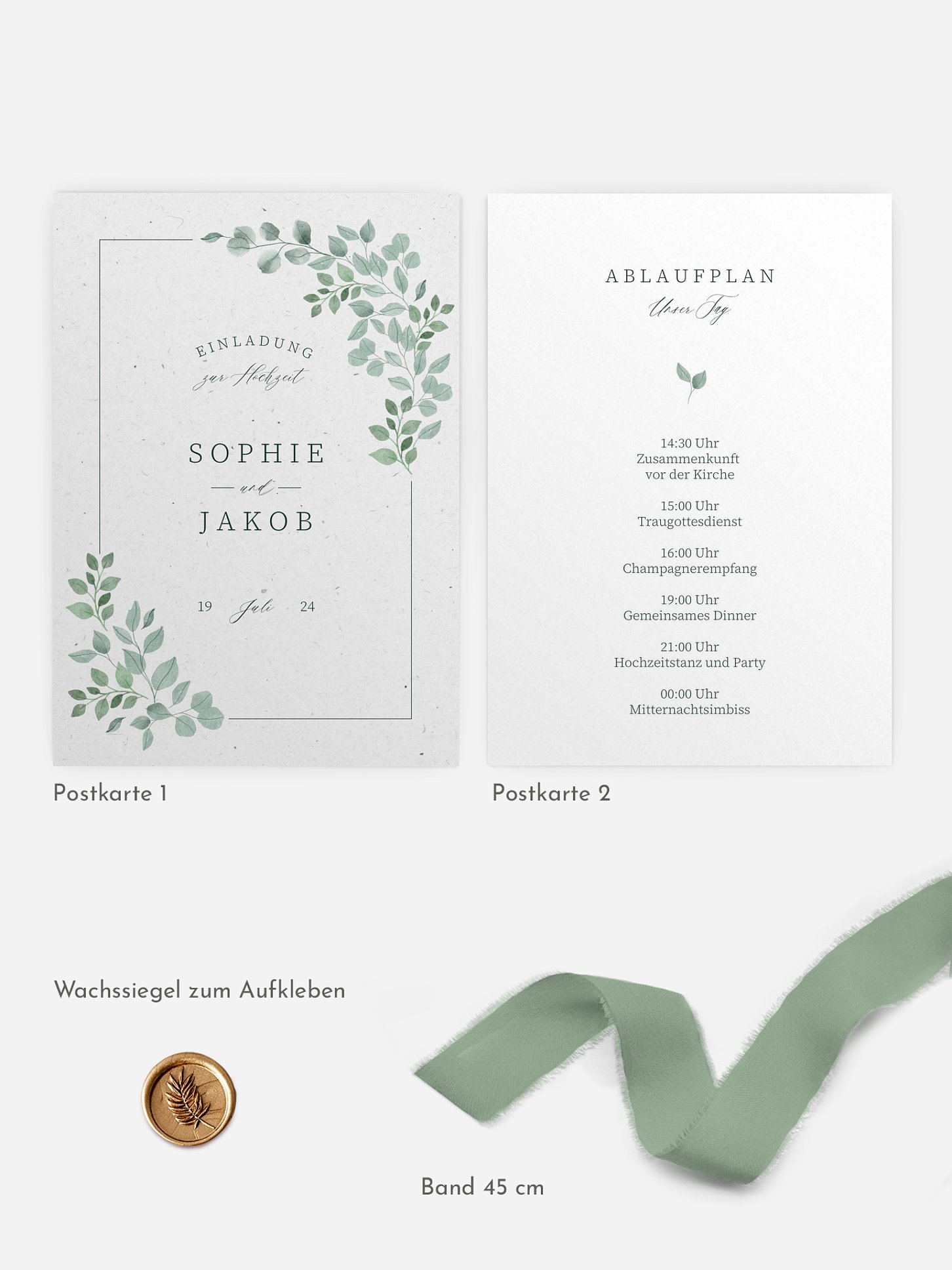 Hochzeitseinladung Watercolor Leaves