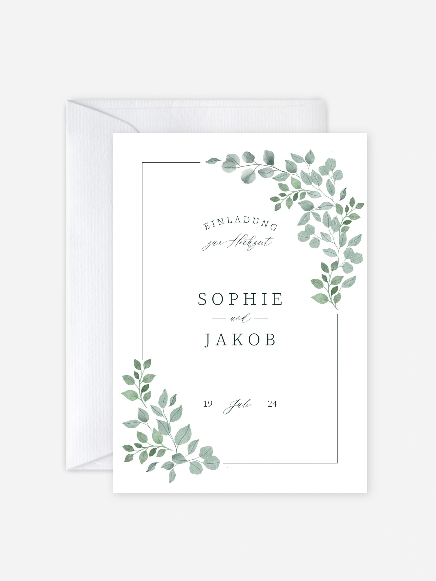 Hochzeitseinladung Watercolor Leaves