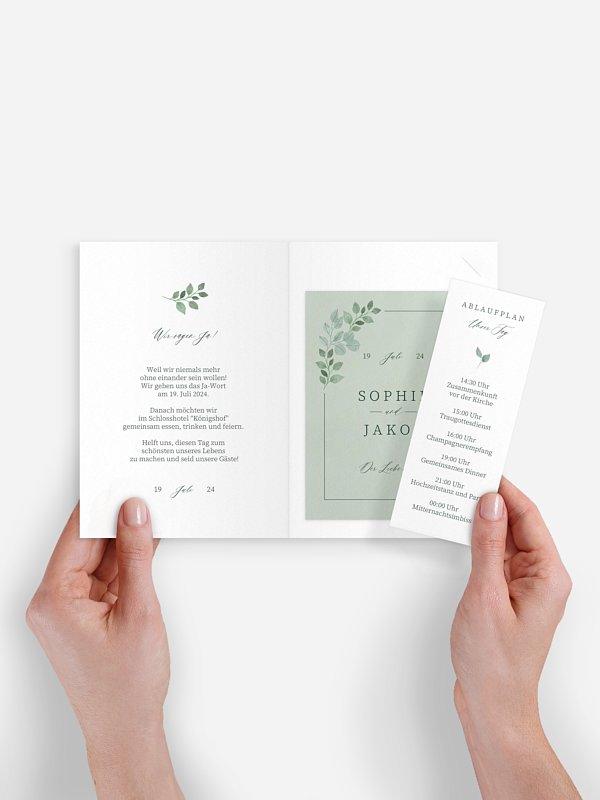 Hochzeitseinladung Watercolor Leaves