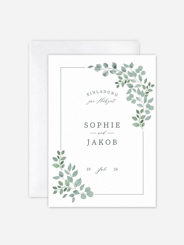 Hochzeitseinladung Watercolor Leaves