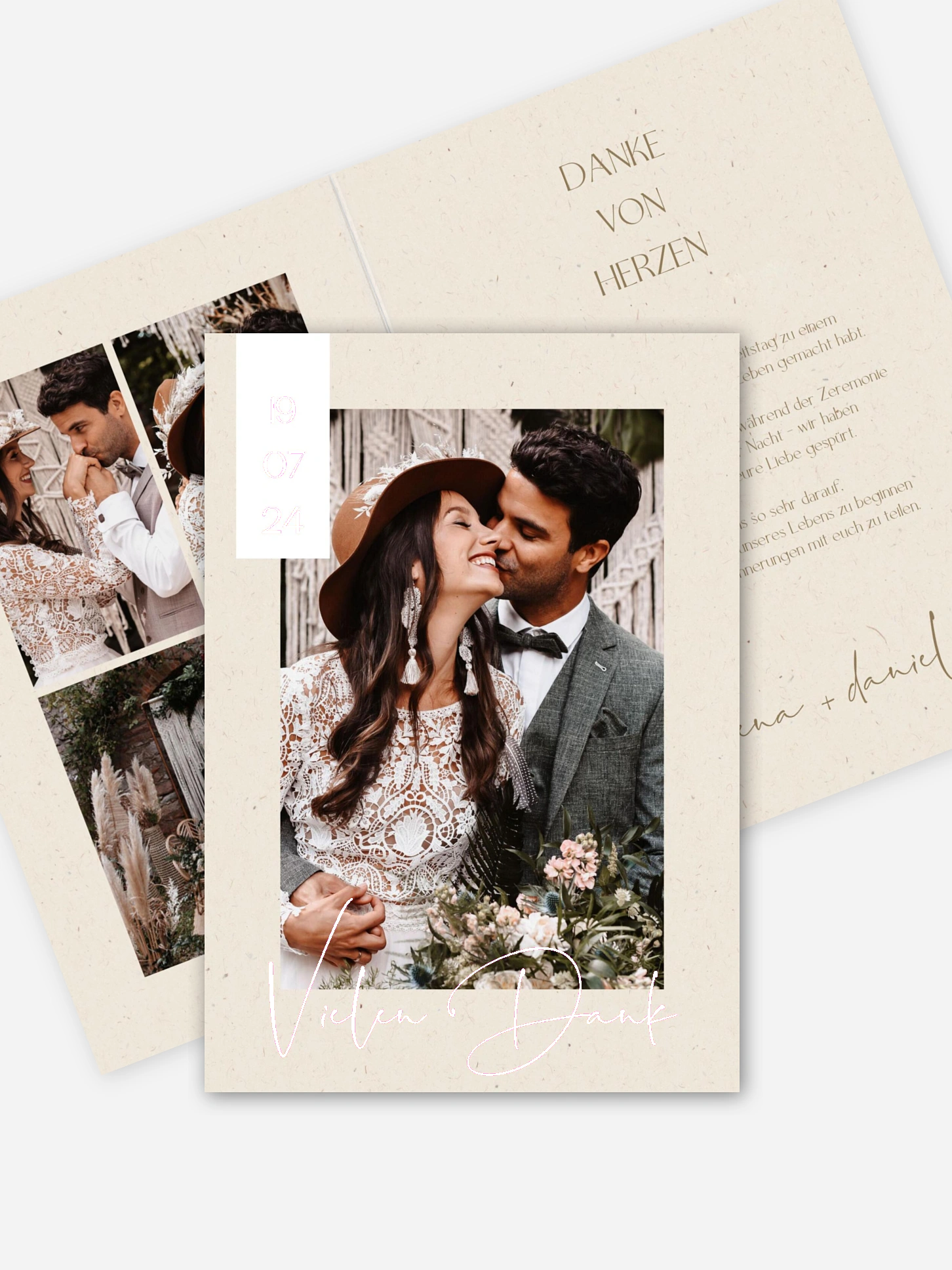 Dankeskarte Hochzeit Modern Photo