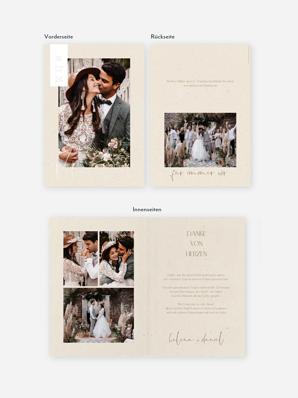 Dankeskarte Hochzeit Modern Photo