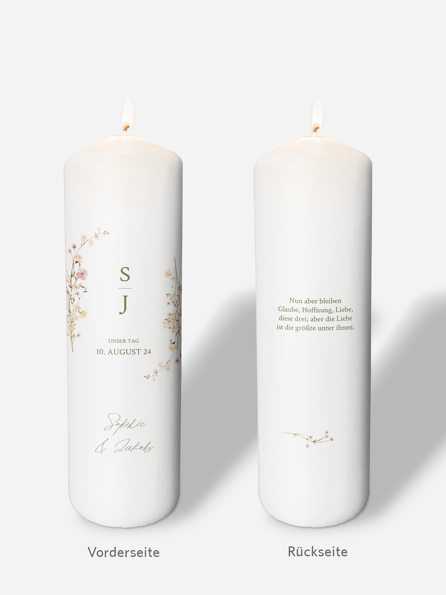 Hochzeitskerze Monogram Bloom