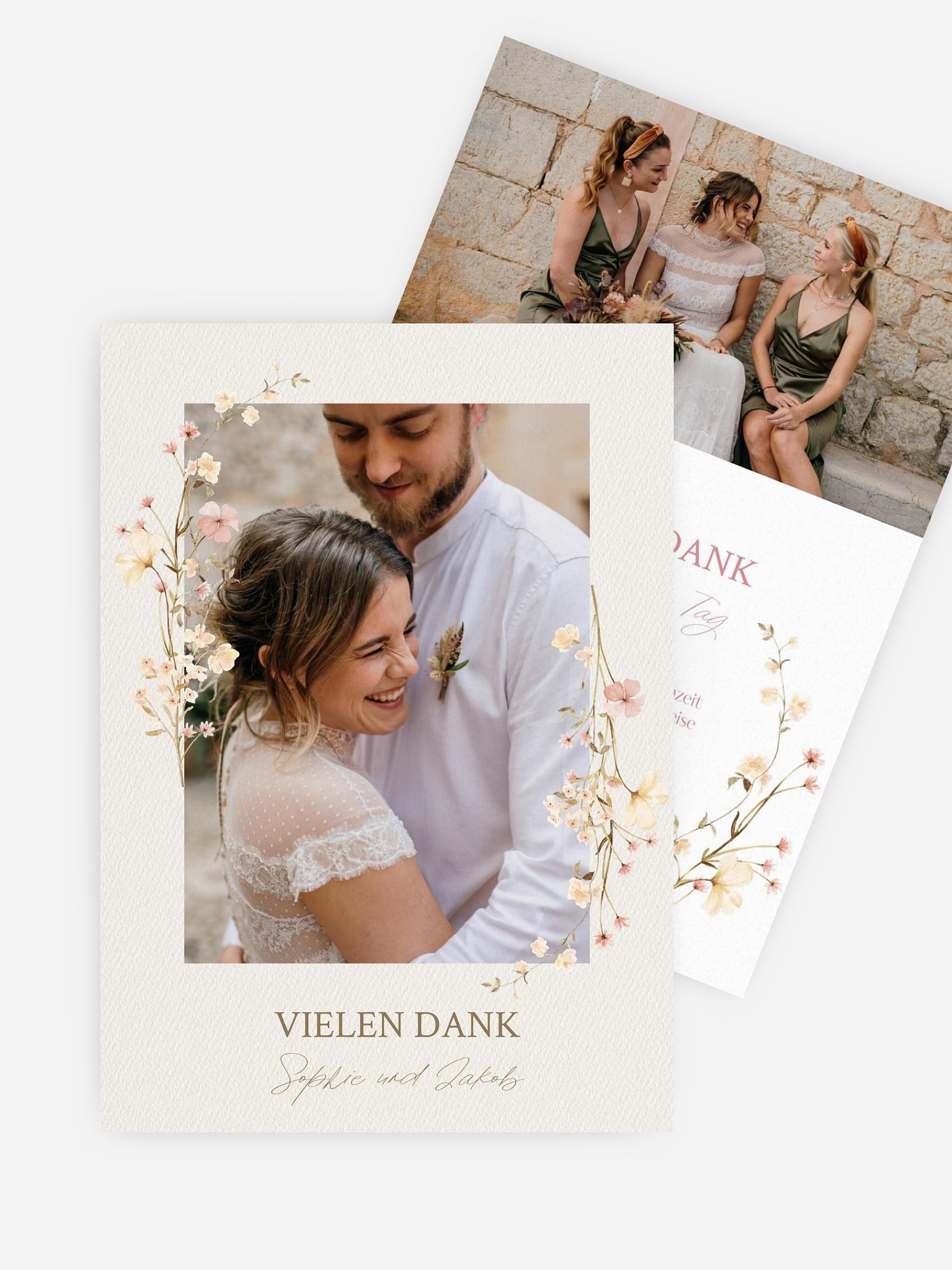 Dankeskarte Hochzeit Monogram Bloom
