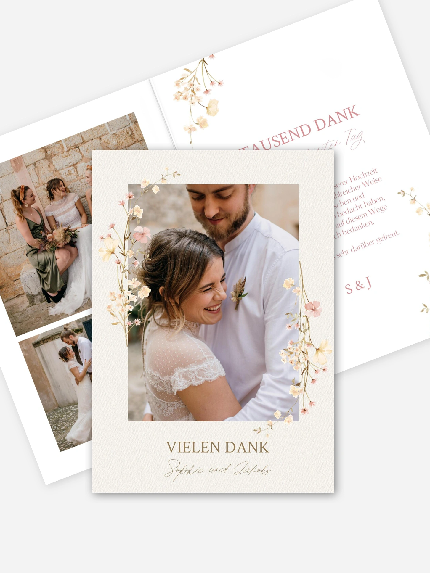 Dankeskarte Hochzeit Monogram Bloom