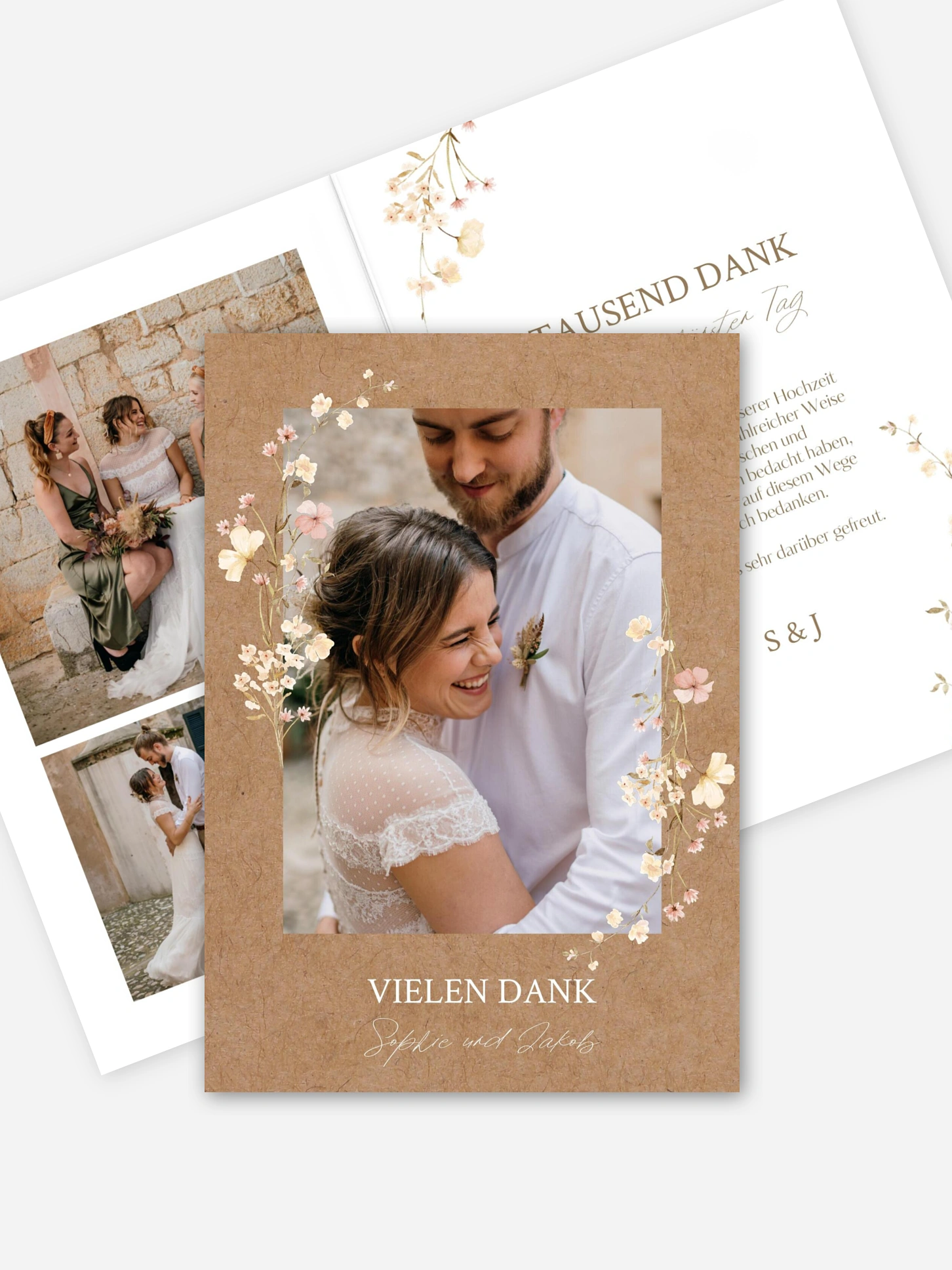 Dankeskarte Hochzeit Monogram Bloom