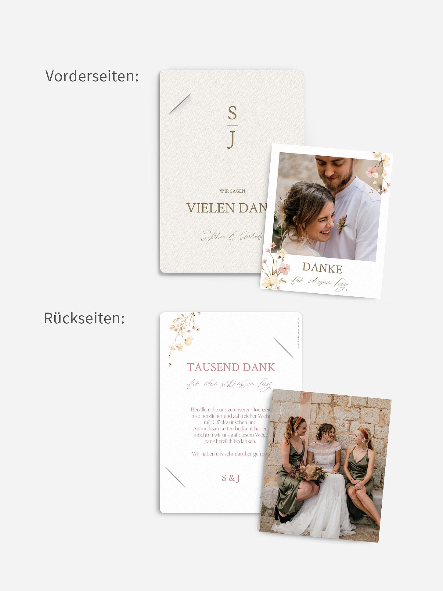 Dankeskarte Hochzeit Monogram Bloom