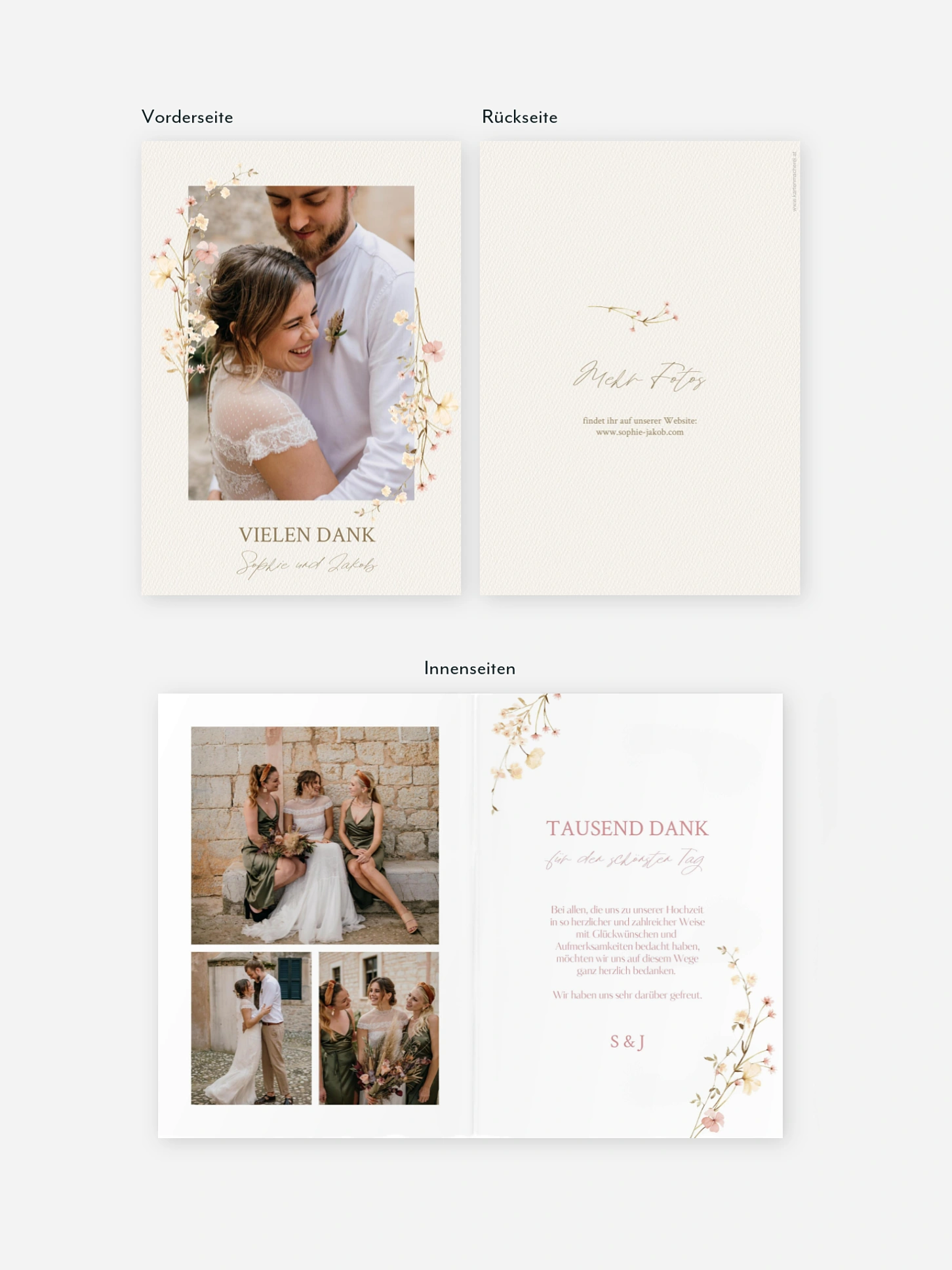 Dankeskarte Hochzeit Monogram Bloom