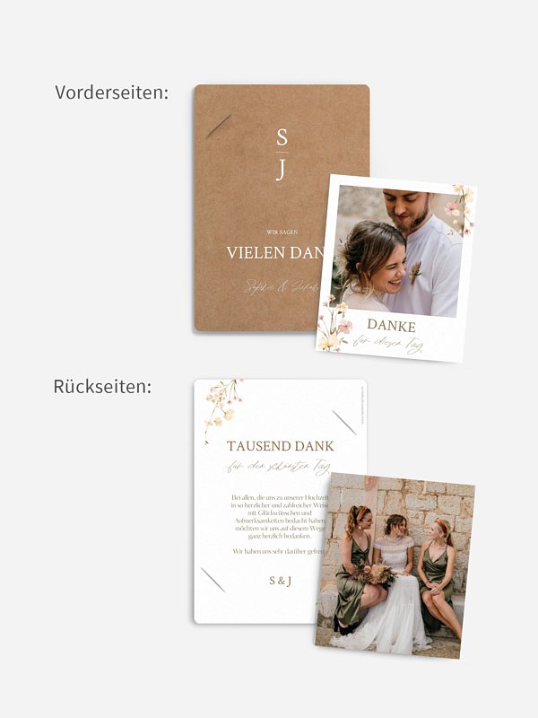 Dankeskarte Hochzeit Monogram Bloom