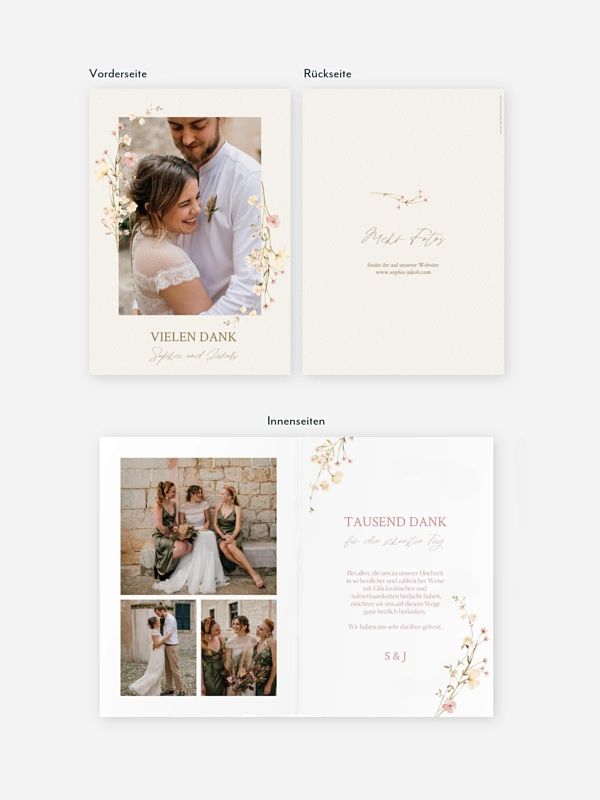 Dankeskarte Hochzeit Monogram Bloom