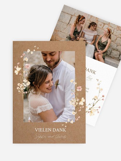 Dankeskarte Hochzeit Monogram Bloom
