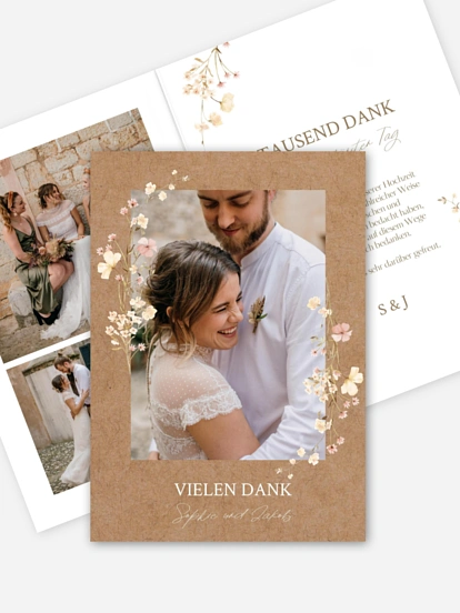 Dankeskarte Hochzeit Monogram Bloom