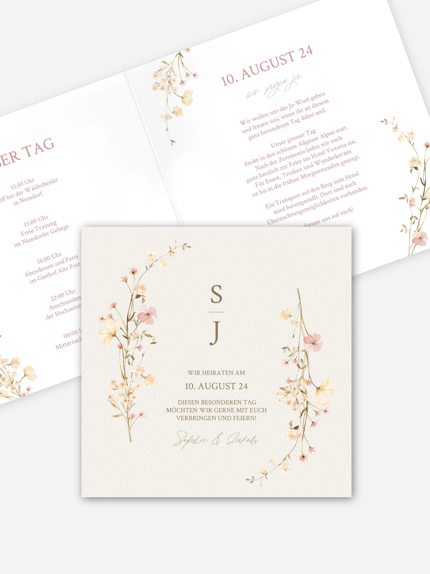 Hochzeitseinladung Monogram Bloom