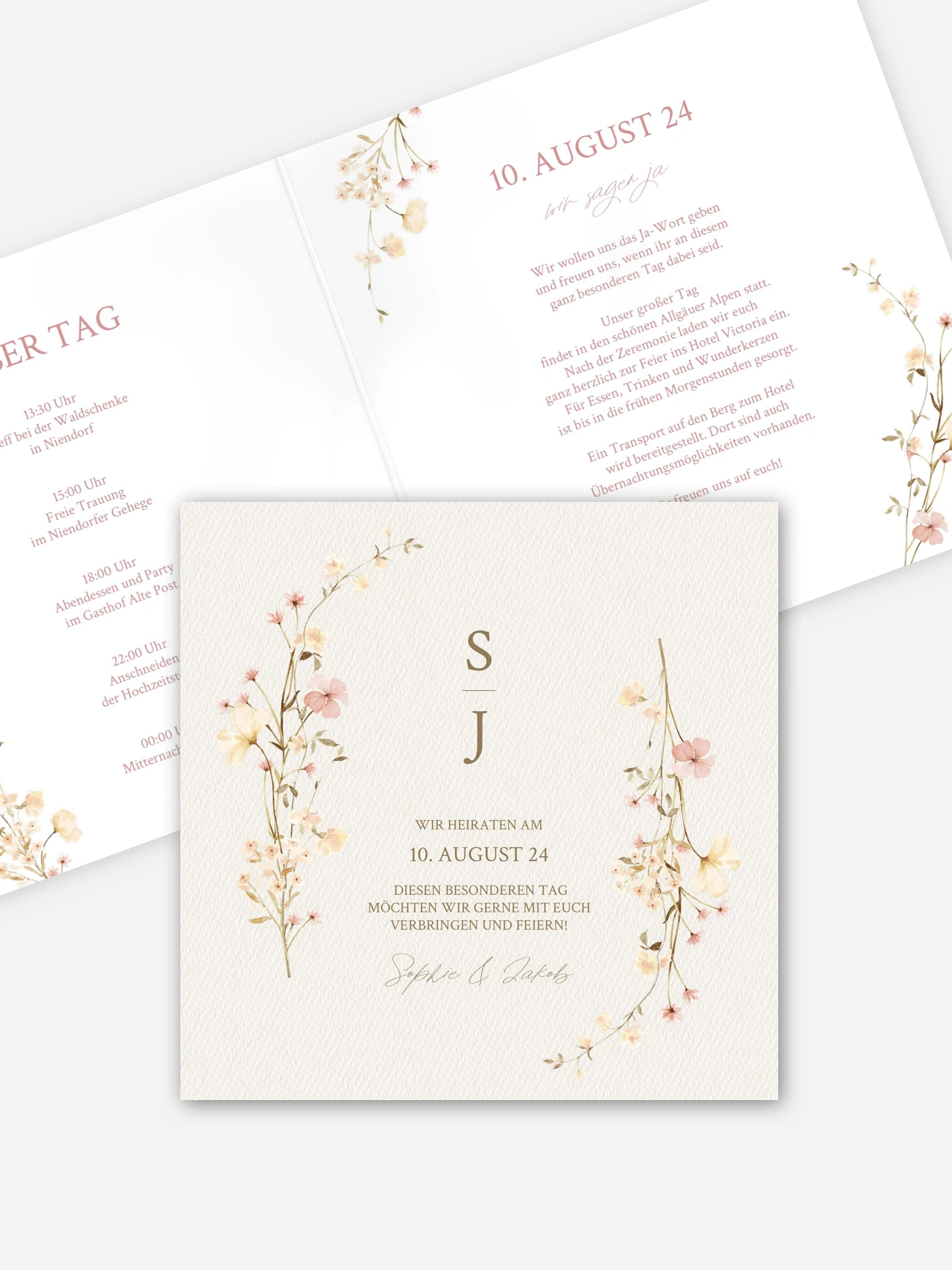 Hochzeitseinladung Monogram Bloom