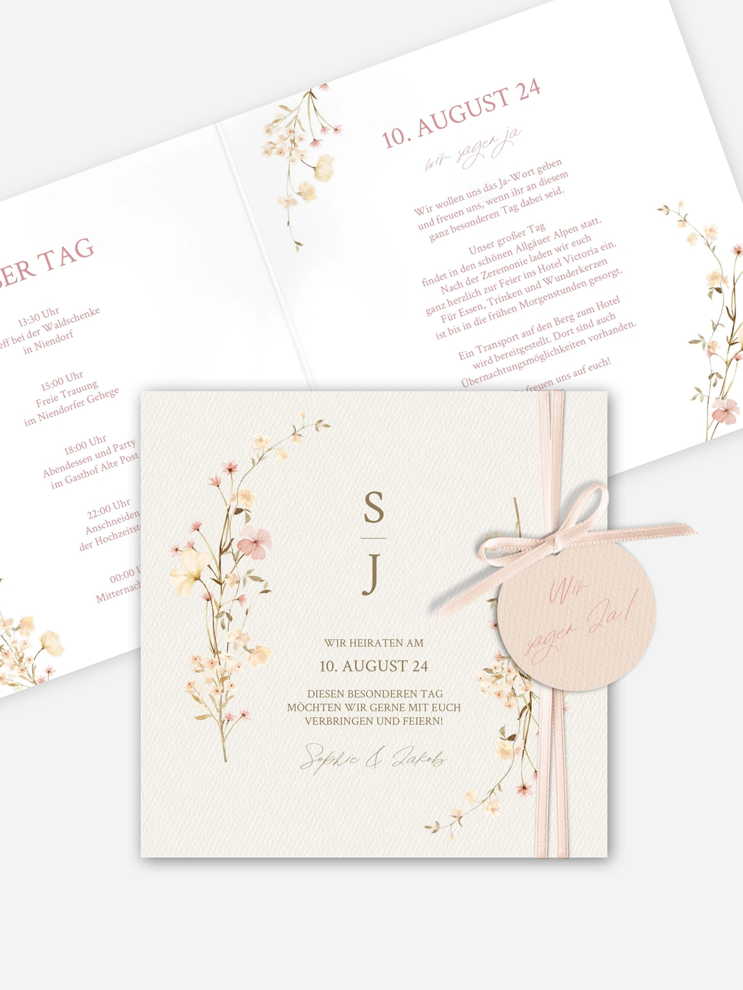 Hochzeitseinladung Monogram Bloom