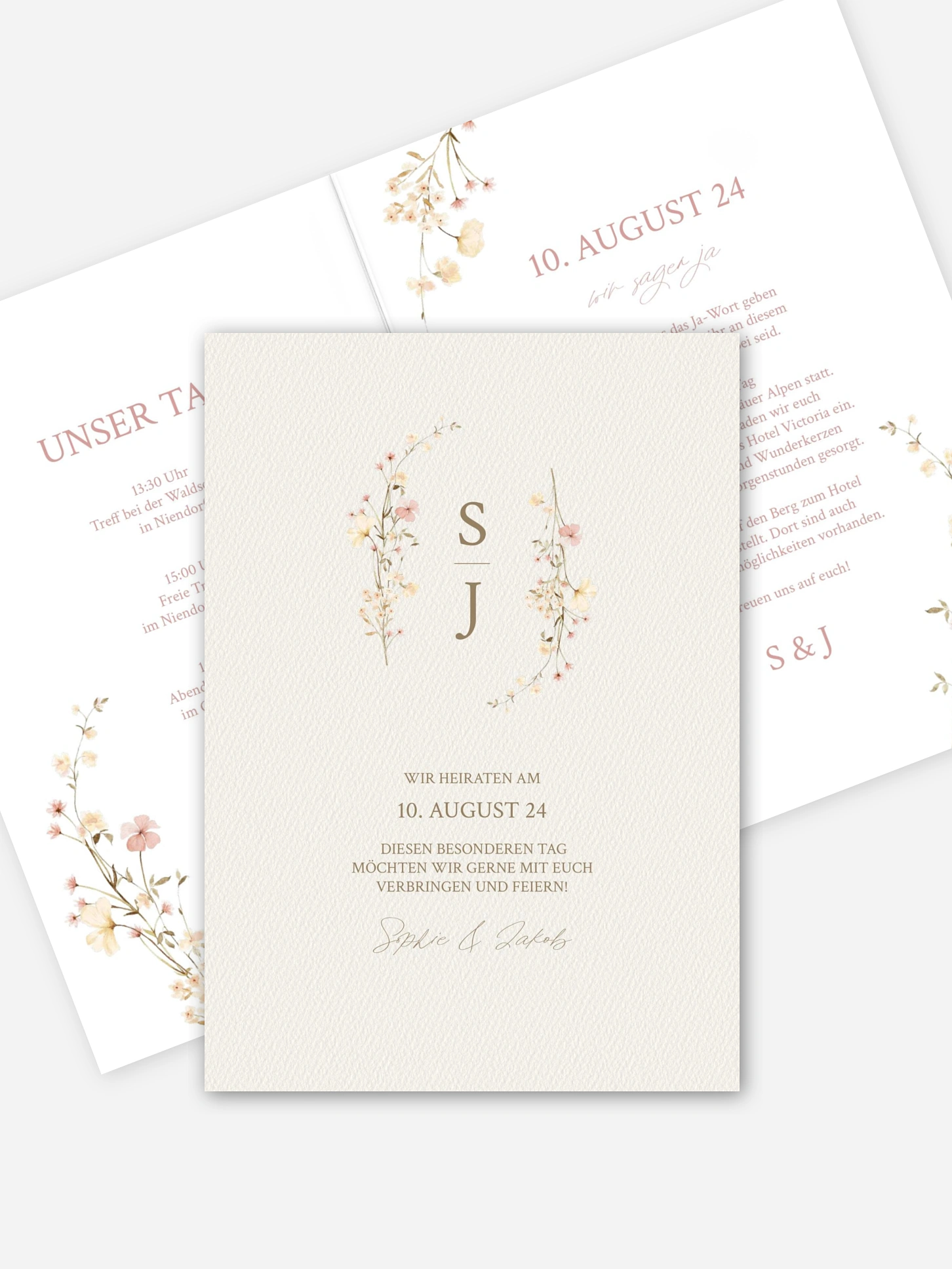 Hochzeitseinladung Monogram Bloom