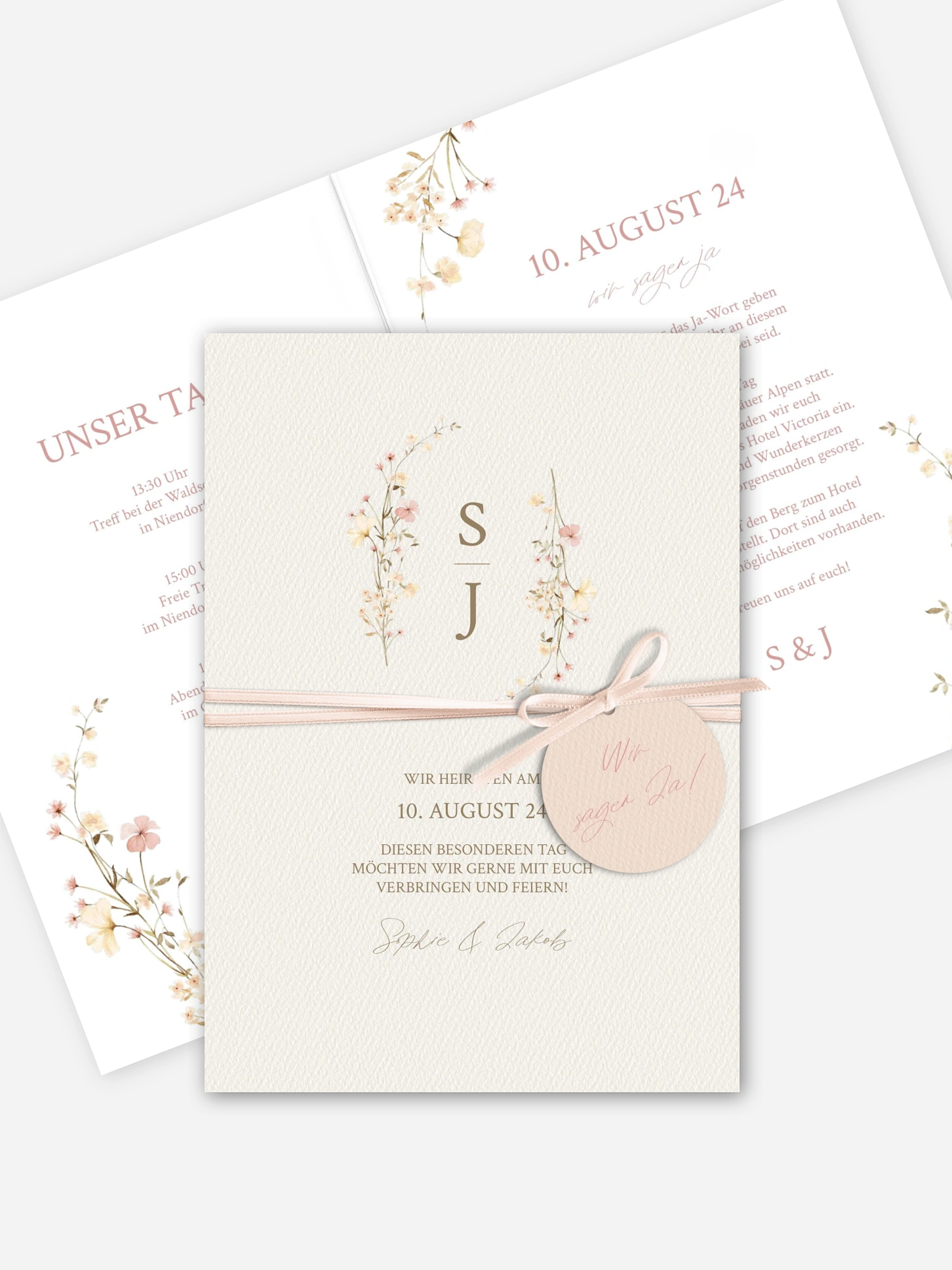 Hochzeitseinladung Monogram Bloom
