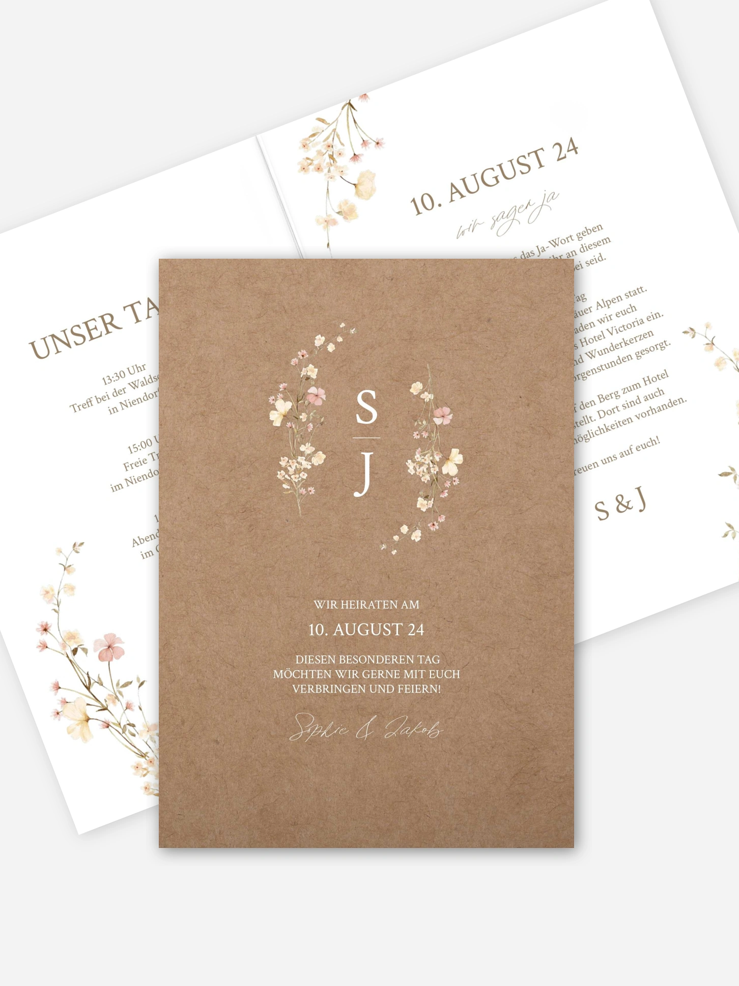 Hochzeitseinladung Monogram Bloom