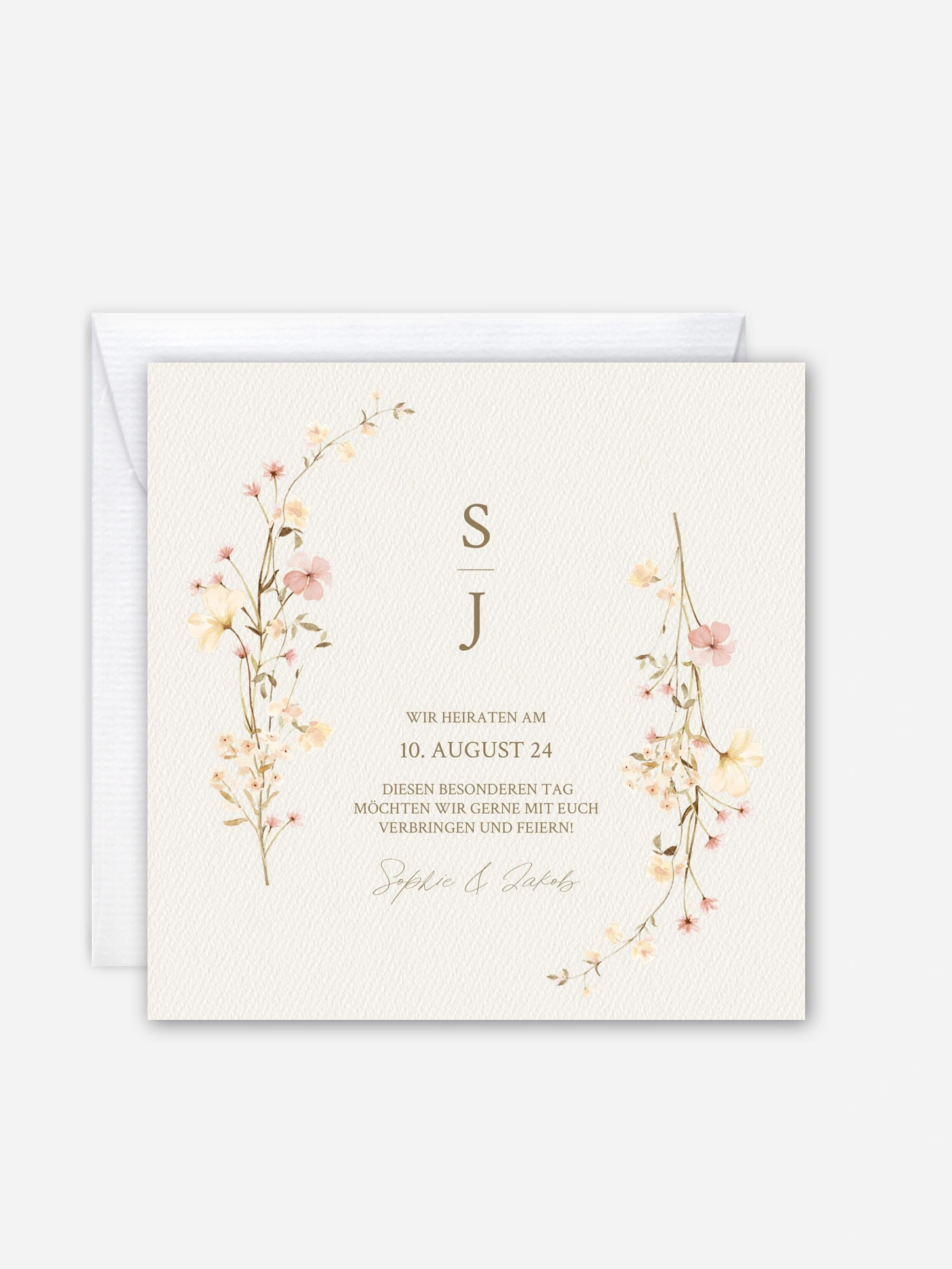 Hochzeitseinladung Monogram Bloom