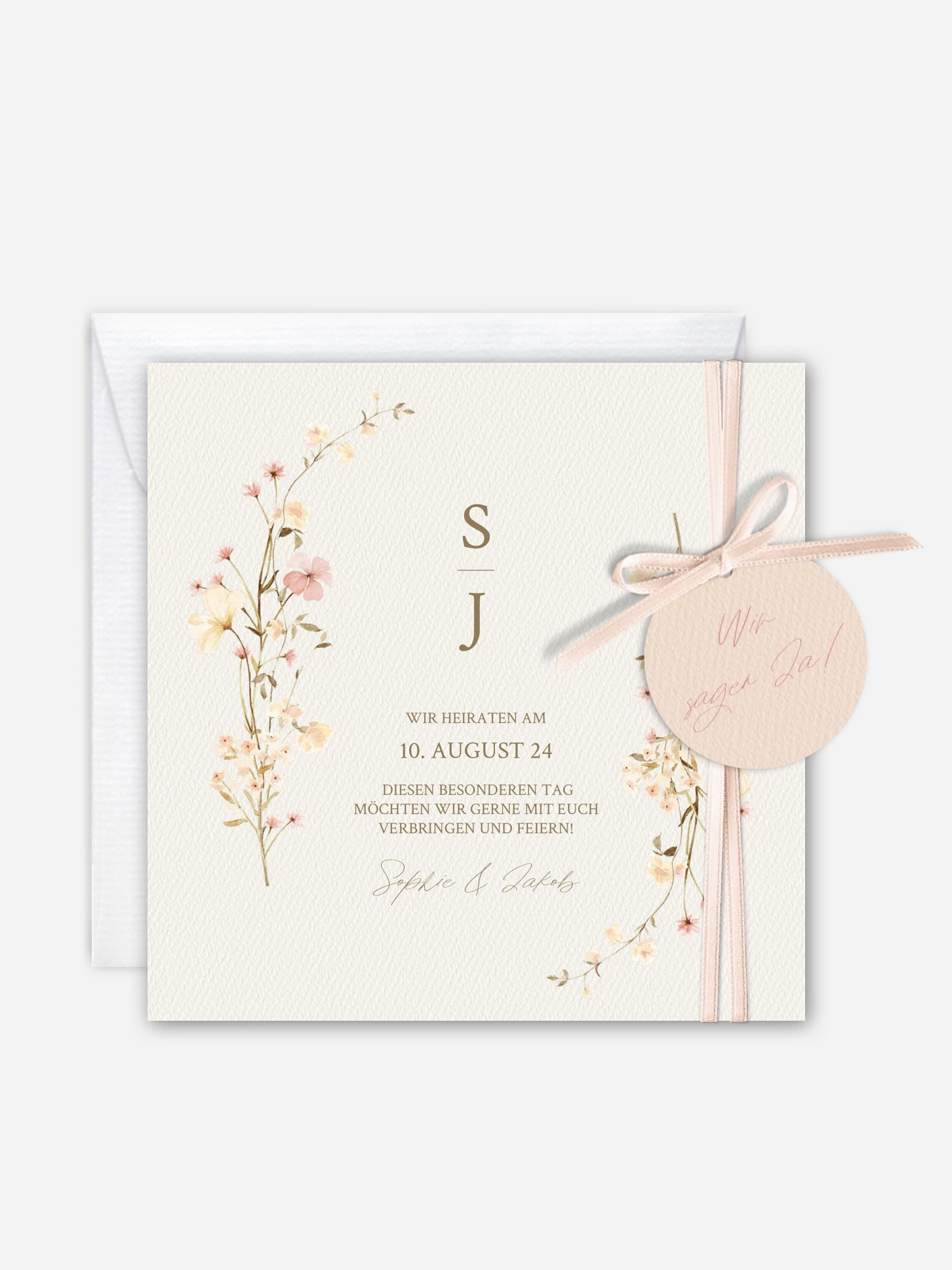 Hochzeitseinladung Monogram Bloom