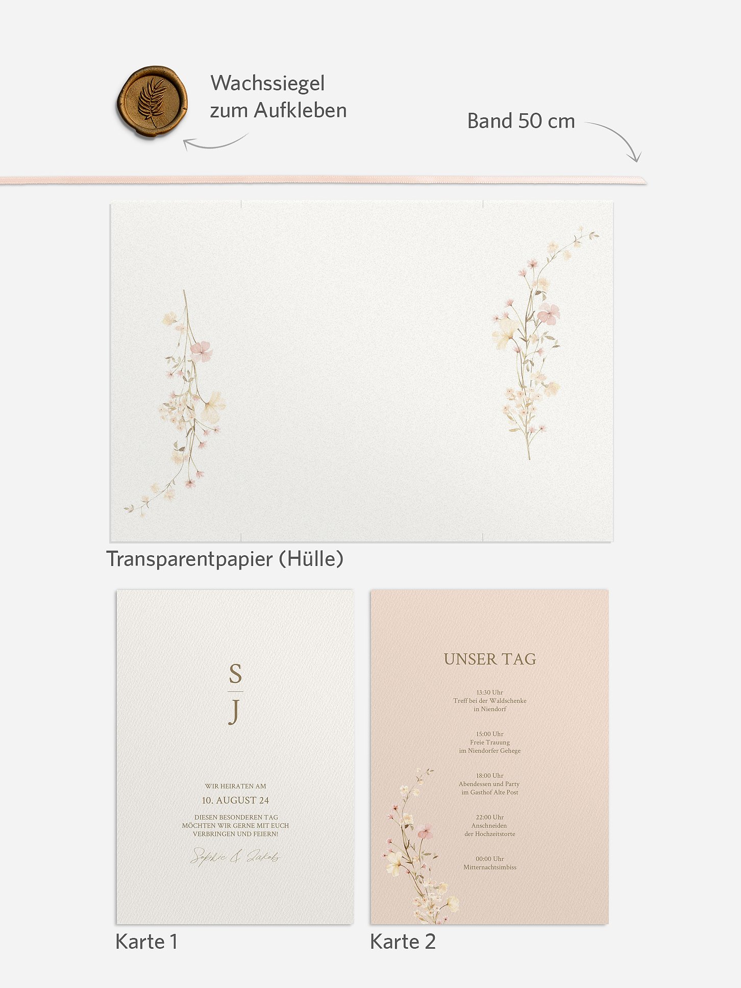 Hochzeitseinladung Monogram Bloom