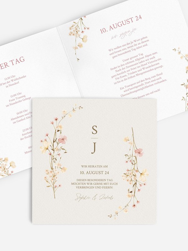 Hochzeitseinladung Monogram Bloom