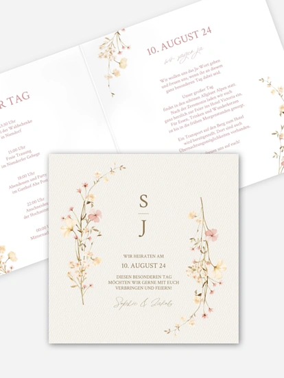 Hochzeitseinladung Monogram Bloom