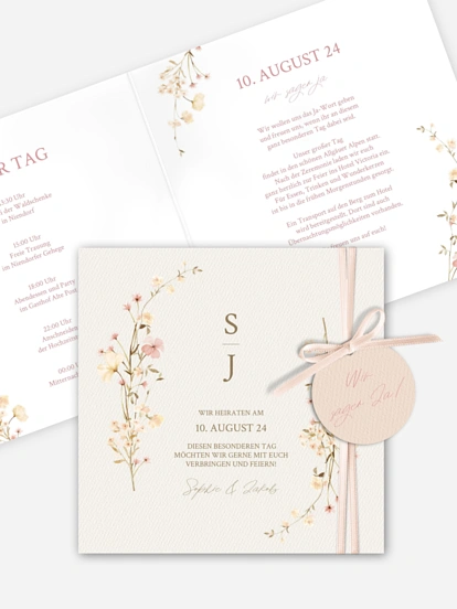 Hochzeitseinladung Monogram Bloom
