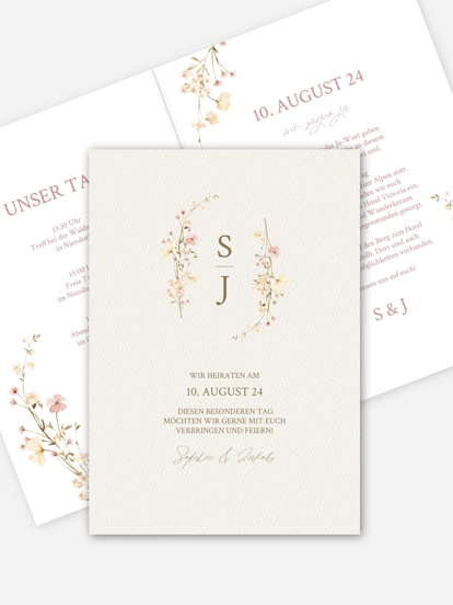 Hochzeitseinladung Monogram Bloom