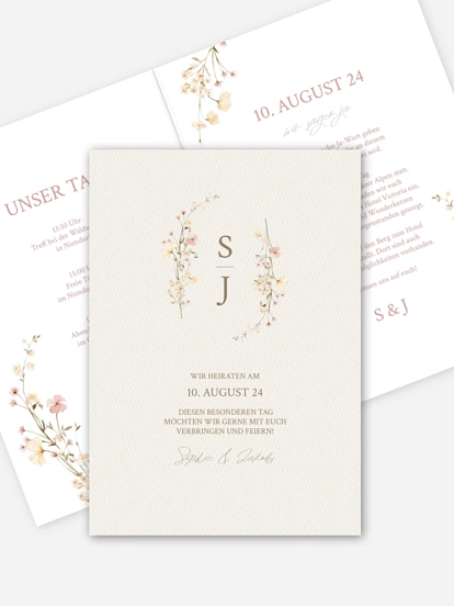 Hochzeitseinladung Monogram Bloom