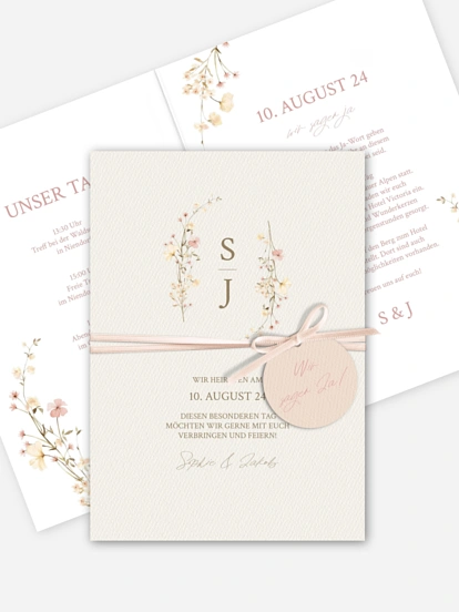 Hochzeitseinladung Monogram Bloom