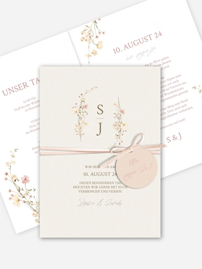 Hochzeitseinladung Monogram Bloom