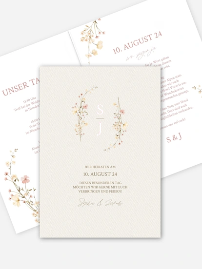 Hochzeitseinladung Monogram Bloom