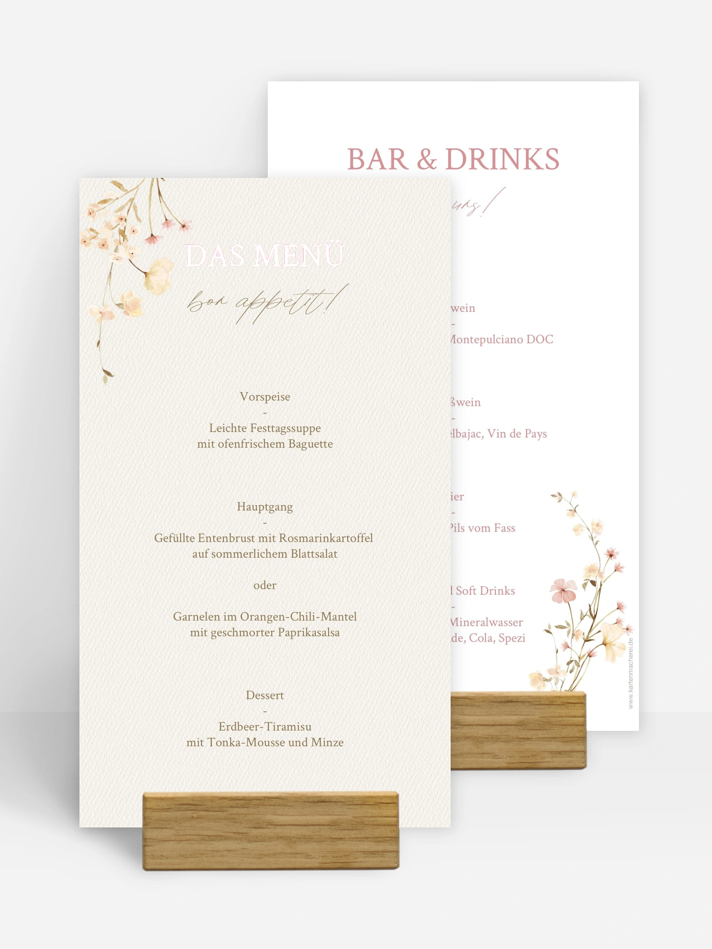 Menükarte Hochzeit Monogram Bloom