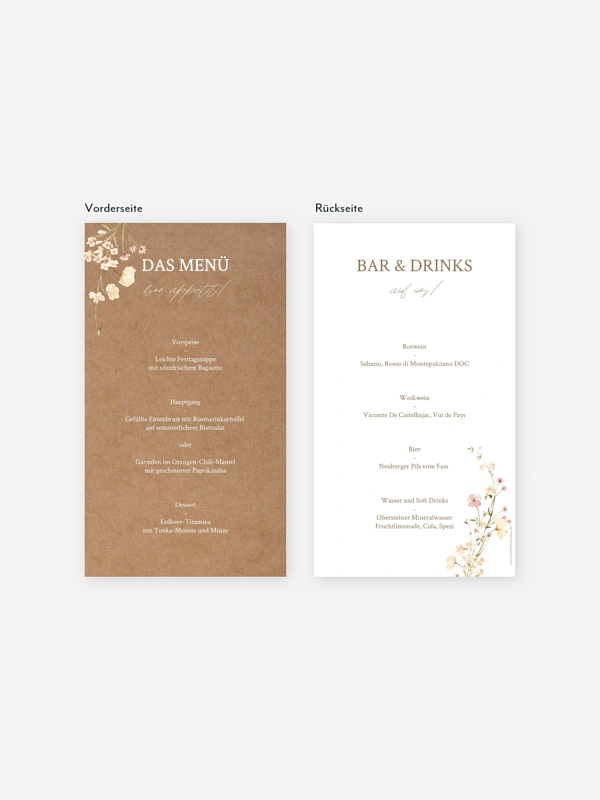 Menükarte Hochzeit Monogram Bloom