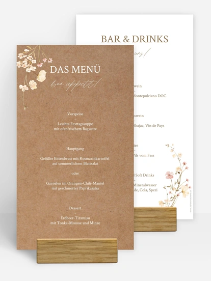 Menükarte Hochzeit Monogram Bloom