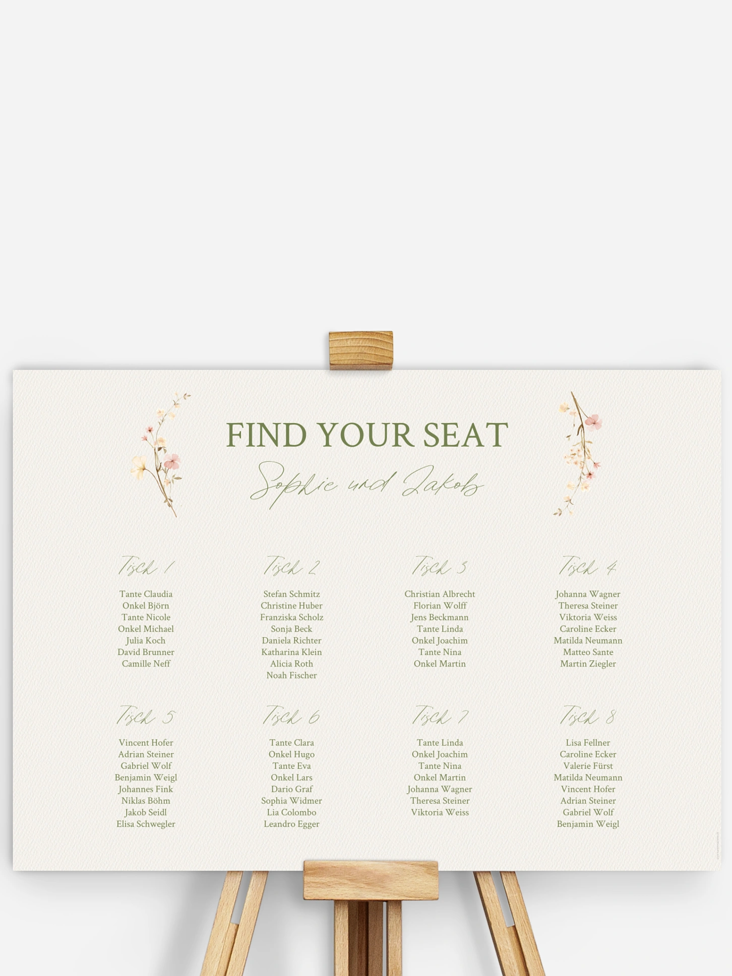 Sitzplan Plakat Monogram Bloom