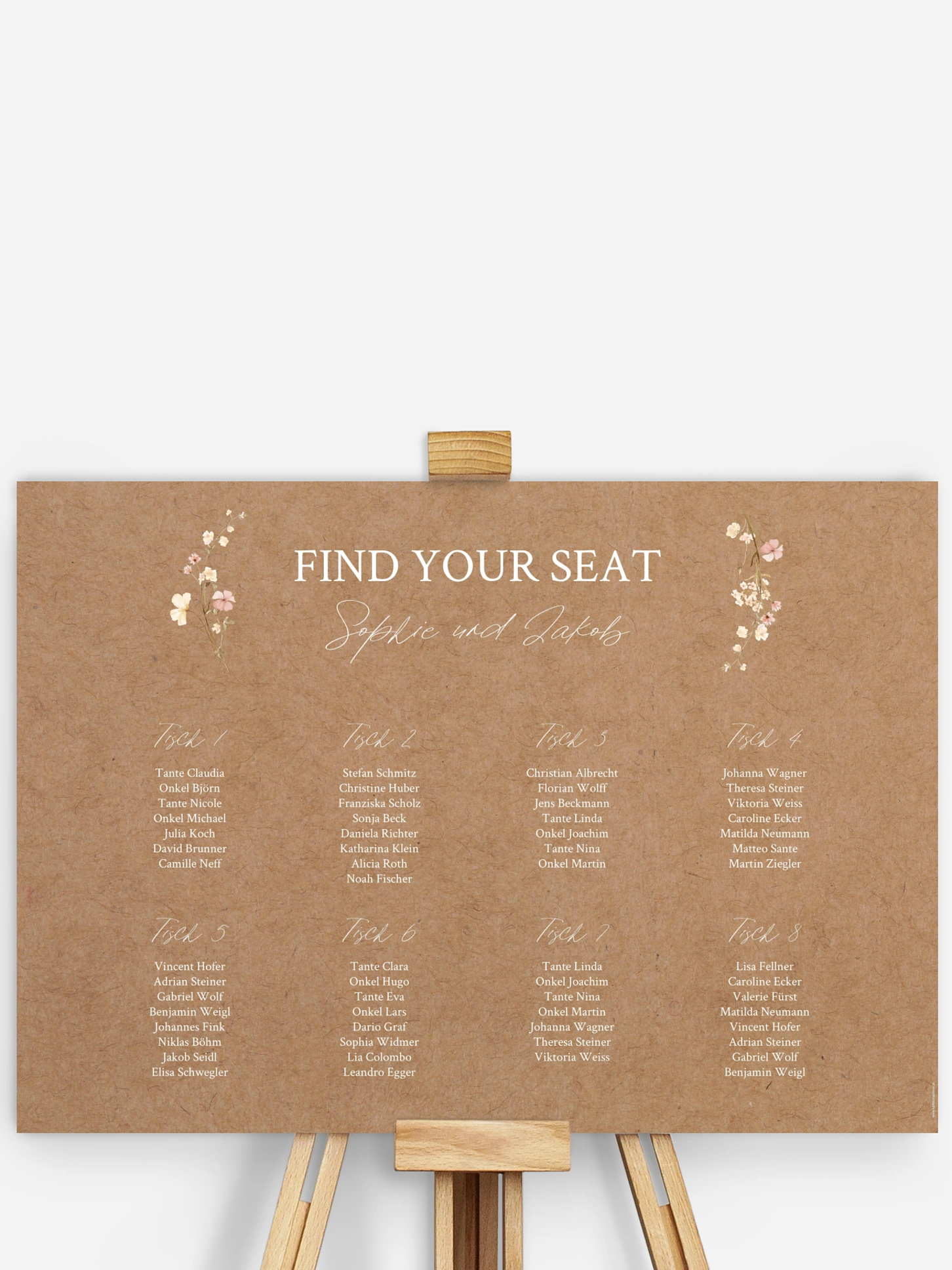 Sitzplan Plakat Monogram Bloom